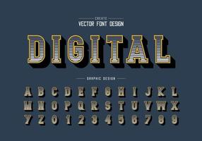 Line font and alphabet vector, Digital writing style typeface letter and number design vector