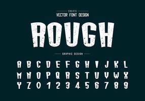 Texture font and cartoon alphabet vector, Rough tall typeface letter and number design vector