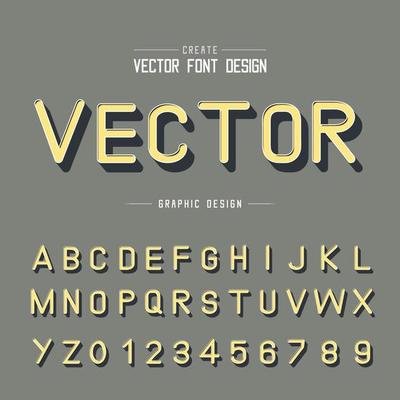 3D font and alphabet vector, Shadow typeface letter and number design, Graphic text on background