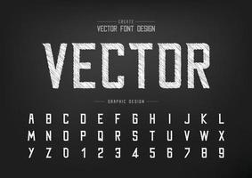 Sketch Font and alphabet vector, Chalk Modern Typeface and letter number design, Graphic text on background vector