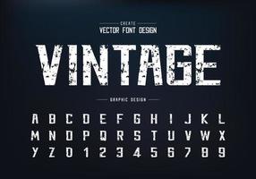 fuente vintage y vector alfabético, tipografía moderna en negrita de textura y diseño de números de letras