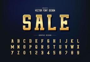 Gold font and alphabet vector, Golden typeface and number design, Graphic text on background vector