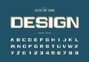 fuente de línea con sombra blanca y vector de alfabeto en negrita, letra y número de tipografía de diseño