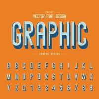 3D font and alphabet vector, Shadow letter typeface and number design, Graphic text on background vector