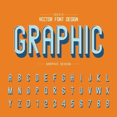3D font and alphabet vector, Shadow letter typeface and number design, Graphic text on background