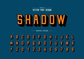 Font Shadow and alphabet vector, Modern Typeface and letter number design vector