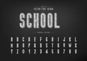 Pencil font and bold alphabet vector, Sketch tall typeface letter and number design vector