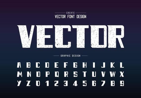 Texture font and bold alphabet vector, Rough modern Typeface and letter number design
