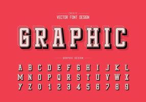 Shadow and line Font vector, Alphabet typeface and number design, Graphic text on background vector