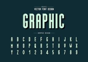 Black shadow font and alphabet vector, Tall typeface letter and number design vector