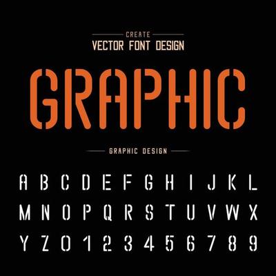 Tech Font and Graphic alphabet vector, Technology Letter style typeface and number design