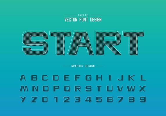 Pixel bold font and alphabet vector, Design typeface letter and number, Graphic text on background