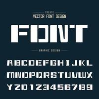 Tech Bold Font and Graphic alphabet vector, Technology Square typeface letter and number design vector