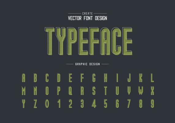 Pixel font and alphabet vector, Tall typeface letter and number design, Graphic text on background