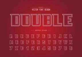 fuente de doble línea y vector de alfabeto en negrita, tipografía moderna y diseño de números de letras