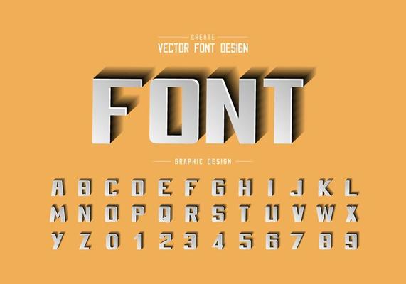 Paper cut font and bold alphabet vector, Writing typeface and number design