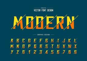 Sliced font and alphabet vector, Bold Modern Typeface and letter number design vector