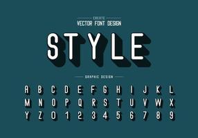 Shadow font and alphabet vector, Letter style typeface and number design vector