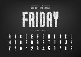 Sketch Font and alphabet vector, Chalk Tall typeface letter and number design, Graphic text on background vector