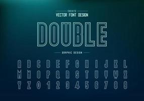 Double line font and alphabet vector, Tall typeface letter and number design, Graphic text on background vector