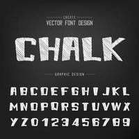 Sketch Cartoon font and alphabet vector, Chalk Bold typeface and number design, Graphic text on background vector