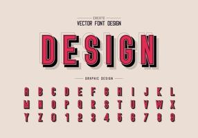 Shadow and line Font vector, Alphabet letter typeface and number design, Graphic text on background vector