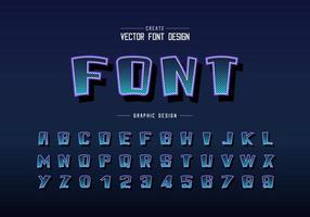 Halftone cartoon font and alphabet vector, Digital bold typeface and number design vector
