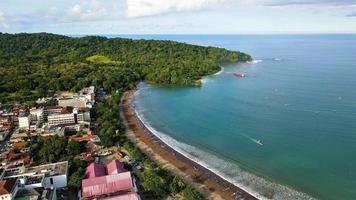 Ciamis, West Java-Indonesia, 12 May 2022 - Beautiful panoramic aerial view of Pangandaran beach. photo