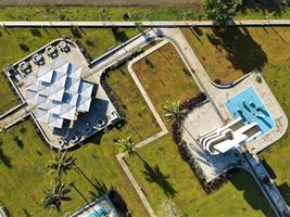 Beautiful aerial view, Natural panorama of coconut trees on Pangandaran beach, West Java - Indonesia. photo