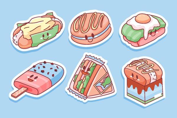 Cute Kawaii Take Out Fast Food Sticker 10116814 Vector Art at Vecteezy