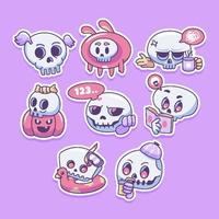 Cute Kawaii Skull Sticker vector