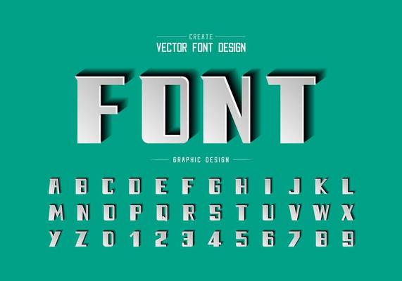 Paper cut font and bold alphabet vector, Modern Typeface and letter number design