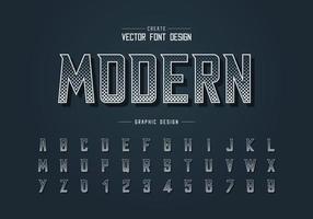 fuente hexagonal de medio tono y vector alfabético, tipo de letra moderno digital y diseño de números de letras