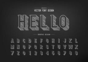 Pencil sketch shadow font and alphabet vector, Chalk writing style typeface letter and number design vector