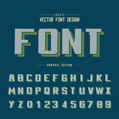 Line Bold Font shadow and  Graphic alphabet vector, Writing typeface and number design