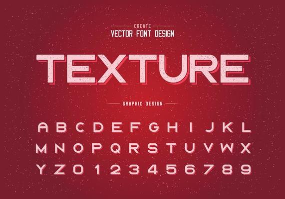 Texture Font and alphabet vector, Bold typeface letter and number design, Graphic text on grunge background