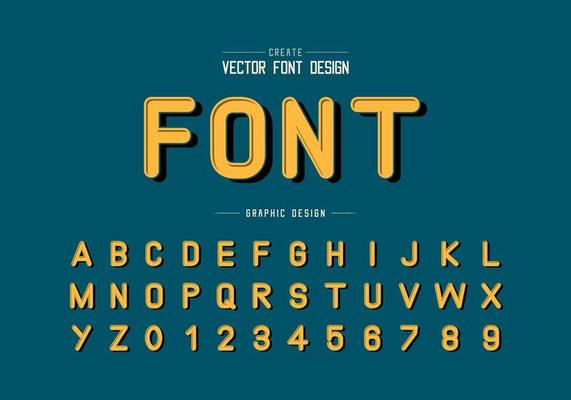 Black shadow font and alphabet vector, Typeface letter and number design, Graphic text on background