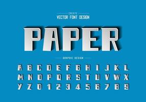 corte de papel de fuente y vector de alfabeto en negrita, tipografía moderna de script y diseño de número de letra