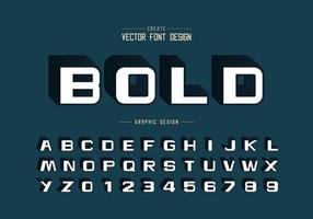 Shadow bold font and alphabet vector, Design typeface letter and number, Graphic text on background vector