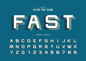 Font and alphabet vector, Line Design typeface letter and number, Graphic text on background vector