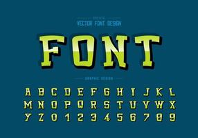 Reflective font and cartoon alphabet vector, Gradient typeface and number design vector