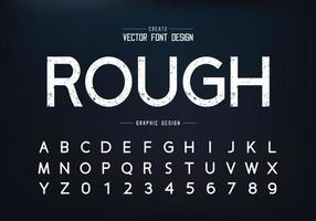 Texture font and alphabet vector, Rough design typeface and number vector