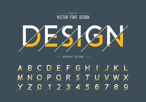 Sliced font and alphabet vector, Design typeface and number, Graphic text on background vector