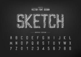 Chalk font and alphabet vector, Hand draw typeface and letter number design vector