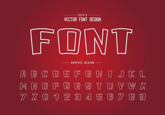 Line font cartoon and alphabet vector, Bold typeface and number design, Graphic text on background