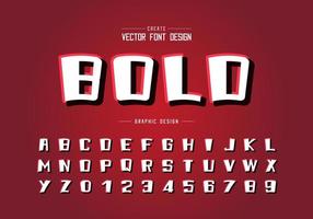 Cartoon font and alphabet vector with shadow, Bold typeface and number design, Graphic text on background