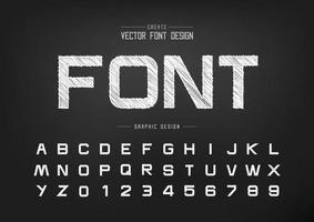 Sketch Font and alphabet vector, Chalk Design typeface letter and number, Graphic text on background vector