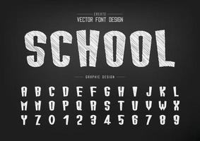 Sketch Cartoon font and alphabet vector, Chalk Tall typeface letter and number Graphic text design vector