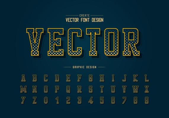 Halftone circle font and alphabet vector, Digital typeface and number design