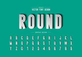 Paper cut font and alphabet vector, Round letter typeface and number design, Graphic text on background vector